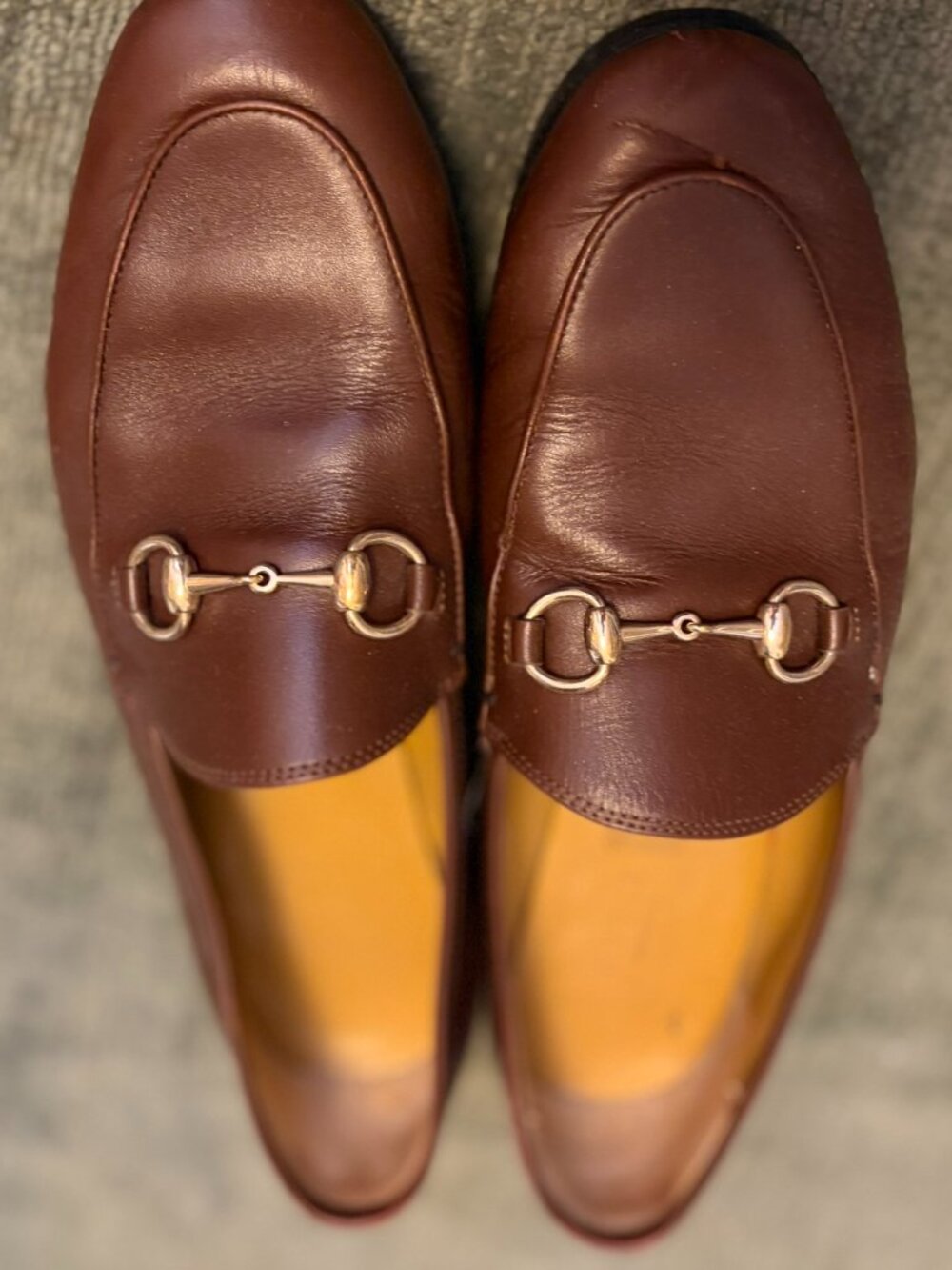 Gucci Brown Leather Horsebit Loafers Flats Size 37